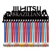 CREATCABIN Jiu Jitsu Brazilian Medal Holder Competition Medal Hanger Display Rack Sports Metal Hanging Athlete Awards Iron Wall Mount Decor with 20 Hooks for Race Medalist Ribbon Black 15.7x5.4in ( On