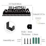 CREATCABIN Jiu Jitsu Brazilian Medal Holder Competition Medal Hanger Display Rack Sports Metal Hanging Athlete Awards Iron Wall Mount Decor with 20 Hooks for Race Medalist Ribbon Black 15.7x5.4in ( On