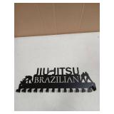 CREATCABIN Jiu Jitsu Brazilian Medal Holder Competition Medal Hanger Display Rack Sports Metal Hanging Athlete Awards Iron Wall Mount Decor with 20 Hooks for Race Medalist Ribbon Black 15.7x5.4in ( On