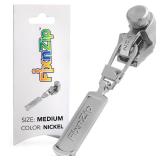 FixnZip (Medium, Nickel) - See Size Guide - Universal Zipper Repair Kit for Jackets, Luggage, Bags - Backpack Zipper Replacement Repair Kit - Instant Zipper Fix - Retail: $15