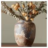 Smiletag Rustic Vase for Home Decor, Farmhouse Terracotta Vases, Stone Vases, Large Vases for Living Room Decor, Rustic Flower Vase Decoration for Living Room