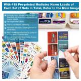 4 Pack 14 Grids Travel Pill Organizer Box with 830-Pcs(2 Set) Medicine Name Labels - Pocket Daily Pharmacy Case Container Kit - Travel Medication Holder Dispenser for Fish Oil Vitamin Supplement - Ret