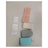 4 Pack 14 Grids Travel Pill Organizer Box with 830-Pcs(2 Set) Medicine Name Labels - Pocket Daily Pharmacy Case Container Kit - Travel Medication Holder Dispenser for Fish Oil Vitamin Supplement - Ret