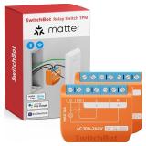 SwitchBot Matte Relay Switch 1PM, WiFi Switch Compatible with Alexa/Apple Home/Google Home, Power-Measuring Relay Switch Module with Integrated Bluetooth Repeater, Bluetooth & Wi-Fi 2.4 GHz, 16 A - Re