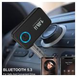 1Mii Bluetooth 5.3 Music Receiver for Car/Home Stereo, Aux Bluetooth Adapter for Car with Volume Control Supports Hands Free Calls, 16H Battery Life - Retail: $20