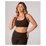 UNISSU Hugcurve Detachable Halter Sports Bra Racerback for Women Padded Square Neck Open Back Yoga Workout Top Clay Brown Small