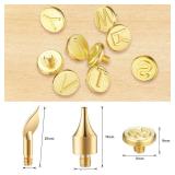 Honoson 28 Pcs Wood Burning Letter Tips Stamps Kit Tool, Letter Copper Mold Carving Lowercase Alphabet Branding Personalization Set for Craft DIY Embossing Carving Wood Burning Stencil Kit Hobby Tool 
