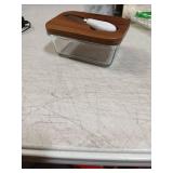 Glass Butter Dish with Acacia Wood and Knife, Airtight Seal for Freshness, Large Butter Dish for East and West Coast Butter, Ideal for Countertop and Refrigerator Storage (Acacia Wood Lid new) - Retai