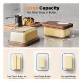 Glass Butter Dish with Acacia Wood and Knife, Airtight Seal for Freshness, Large Butter Dish for East and West Coast Butter, Ideal for Countertop and Refrigerator Storage (Acacia Wood Lid new) - Retai