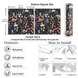 VEELIKE Dark Floral Peel and Stick Wallpaper - Vintage Pressed Leaves Floral Wallpaper Roll 17.7