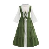 Colorful House Girls Renaissance Dress Medieval Dress Royalty Princess Child Dress Up Fancy Costume for Halloween Green Two-piece Set 10-12Y - Retail: $28