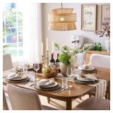 Round Woven Placemats Set of 4, Natural Water Hyacinth Place Mats, Boho Wicker Placemats, Table Mats for Dining Table (13.8 inch) Black by YANGQIHOME - Retail: $25