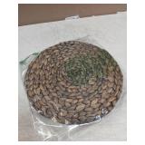 Round Woven Placemats Set of 4, Natural Water Hyacinth Place Mats, Boho Wicker Placemats, Table Mats for Dining Table (13.8 inch) Black by YANGQIHOME - Retail: $25