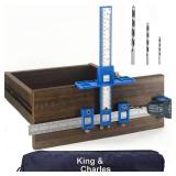 King&Charles Cabinet Hardware Jig, Cabinet Handle Jig with 3pcs Point Wood Drils Bits, Use for Handles Pulls Knobs on Drawers/Doors, Wood Drilling Dowelling Guide Set. - Retail: $9