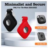 YWXTW [2 Pack] Silicone Case for Tile Mate 2024 / Mate 2022 Tracker Holder with Keychain, Anti Lost Soft Secure Protective Cover Finder for Keys, Bags, Cat Dog Collar Tag Accessories (Black+Black) - R