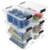 EOENVIVS Plastic Storage Bins with Lids 6 Pack, 7 Quart Storage Containers With Black Buckle Latch, Stackable Storage Organizers for Home Pantry Office Classroom Organization, Clear - Retail: $38
