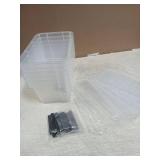 EOENVIVS Plastic Storage Bins with Lids 6 Pack, 7 Quart Storage Containers With Black Buckle Latch, Stackable Storage Organizers for Home Pantry Office Classroom Organization, Clear - Retail: $38