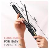 Lanvier 1 Inch Extra Long Hair Curling Iron with Ceramic Tourmaline Barrel, Professional Hair Curler up to 450°F with Dual Voltage for Worldwild Use, Hair Waving Style Tool for Girls&Women Black - Re