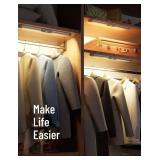 Joyzy 3 Pack Automatic Motion Sensor Closet Lights with Eye-Protection Design, LED Under Cabinet Wireless Lighting, Rechargeable Closet Lightings for Wardrobe Pantry Light - Retail: $42