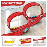 16 Ft Flexible Race Car Ramp Track for Kids Toy with Suction Cups, Compatible with Diecast 1/64th Cars, Rolls Up Portable Racetrack Party Favor Gifts for Boys Ages 3-10 Year Old (Racing Red) - Retail: