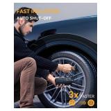 AIRSURE Tire Inflator Portable Air Compressor, 150 PSI Fast Inflation Cordless Air Pump with LED Light, Auto Shut-Off, Rechargeable Battery for Car, Motorcycle, Bike, and Sports Balls - Retail: $24