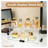 Aminigram 4 Pack Large Acrylic Risers Display Stands, Perfume Organizer Stand, Clear Acrylic Shelf for Show Decor Display, Toys, Cupcake and More(12.4 x 4 x 4.6 inches) - Retail: $30