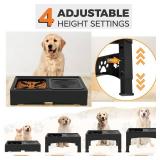 GOYJOY Elevated Slow Feeder Dog Bowls,with No Spill Dogs Water Bowl 4 Height Adjustable Raised Dog Bowl Food and Water Bowls with Stand for Small Medium Large Dogs, Cats and Pets