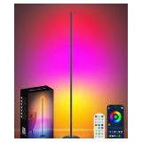 Vexinat Corner Floor Lamp, Smart RGB LED Corner Lamp with App & Remote, Modern Floor Lamp with 16 Million Colors, Music Sync, Scene Modes, Color Changing Standing Lamps for Living Room, Bedroom - Reta