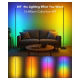 Vexinat Corner Floor Lamp, Smart RGB LED Corner Lamp with App & Remote, Modern Floor Lamp with 16 Million Colors, Music Sync, Scene Modes, Color Changing Standing Lamps for Living Room, Bedroom - Reta