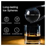 Clear Ice Cube Maker, 2.5 Inch Stainless Steel Crystal Large Clear Ice Ball Maker, Silicone Ice Cube Mold for Cocktails, Drinks & Bourbon, Whiskey Gifts for Men (1 Pack) - Retail: $10