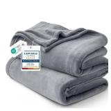 Bedsure GentleSoft Fleece Bed Blankets Queen Size Grey - Soft Warm Winter Blanket Lightweight Cozy Luxury Microfiber, Room Home Decor Christmas Decorations Gifts for Women and Men, 90x90 inches - Reta
