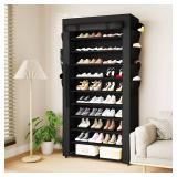 Mavivegue Shoe Rack with Cover, 10+1 Tier Tall Shoe Storage for 50-55 Pairs of Shoes, Shoe Organizer for Entryway, Closet - Retail: $29