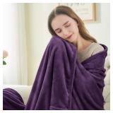BEDELITE Fleece Blanket Purple Throw Blanket for Couch & Bed, Luxury Plush Cozy Fuzzy Blanket 50" x 70", Super Soft Warm Lightweight Fall Throw Blanket for Travel Camping - Retail: $17