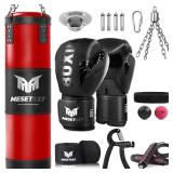 Mesetast Punching Bag for Adults, 4ft Heavy Boxing Bag Set with 12 OZ Gloves for MMA Karate Kickboxing Boxing - Unfilled - Retail: $54