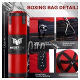 Mesetast Punching Bag for Adults, 4ft Heavy Boxing Bag Set with 12 OZ Gloves for MMA Karate Kickboxing Boxing - Unfilled - Retail: $54