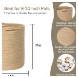 MEGASKET Woven Jute Plant Basket, Wicker Basket Planter for 10 inch Pot, Round Indoor Tree Pot Cover, Small Boho Storage Bin Organizer, Rustic Baskets for Plants and Home Decor, 11X11 - Retail: $16