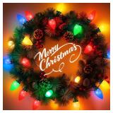 HGJ C7 60 LED Battery Operated Christmas Lights,Battery Powered Multicolor Waterproof Bulbs,21.3 FT 8 Modes with Auto On/Off Time for Xmas Tree Garden Patio Indoor Outdoor Christmas Decorations - Reta