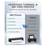 NDYIN Portable Printers Wireless for Travel, N80 Wireless Thermal Printer Bluetooth Inkless Printer Support 8.5" X 11" US Letter & A4, Compatible with iOS, Android, Laptop - Retail: $40