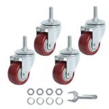 Finnhomy Swivel Caster Wheels 2 Inch Heavy Duty Threaded Stem Casters 5/16"- 18 x 1 Set of 4 Premium Polyurethane Wheels PU Load Bearing 800 Lbs Anti-wear Smooth Casters, Red - Retail: $19