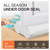 Comfyanno Under Door Draft Stopper - Bottom Door Gap Filler & Seal - Fits 30 to 36 Door, Block Cold Air, Noise, Sound, Wind, Bugs, Easy to Install, Double Side Block, No Adhesive, White - Retail: $17
