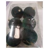 Senjie 4inch Velvet Ornaments Balls Sets for Christmas Tree 6pcs Flocked Christmas Balls Assortment for Xmas Tree Holiday Decor Deep Green