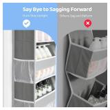 Yecaye 2 Pack 4 Tier Over the Door Organizer, 35.2lbs Load Toy Stuffed Animal Storage, Swing-proof Hanging Bathroom Organizers and Storage for Nursery Baby Essential Stuff Dorm Room Essentials, Grey