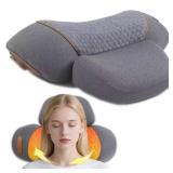 Zhaotingrui 3-in-1 Neck Massager Pillow with Heat & Vibration Deep Tissue Cervical Traction for Shoulder Pain Relief, Memory Foam Massaging Pillow with Extra-Long 119-Inch Cord (Gray) - Retail: $46