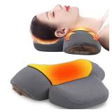 Zhaotingrui 3-in-1 Neck Massager Pillow with Heat & Vibration Deep Tissue Cervical Traction for Shoulder Pain Relief, Memory Foam Massaging Pillow with Extra-Long 119-Inch Cord (Gray) - Retail: $46