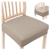 Smiry Stretch Jacquard Seat Covers for Dining Room Chairs Set of 4, Removable Washable Chair Seat Protector Slipcovers, No Rear Covers, Taupe - Retail: $31