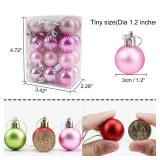 Aacehlh 24Pcs Christmas Balls Ornaments for Xmas Christmas Tree,1.2 inches Mini Shatterproof Christmas Tree Decorations Hanging Ball (Pink, 1.2"/3cm) - Retail: $7