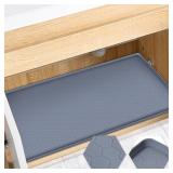 FORWOS Waterproof Under Sink Mat 34" x 22", Silicone Cabinet Liner, Rubber Protector for Kitchen and Bathroom, Keeps Cabinets Clean, Dry, and Organized (Grey) - Retail: $20