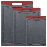Extra Large Cutting Boards, Plastic Cutting Boards for Kitchen (Set of 3) Cutting Board Set Dishwasher Chopping Board with Juice Grooves Easy-Grip Handles, Red, Empune - Retail: $27