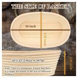 Sondiko Oval Bread Proofing Basket, Handmade Sourdough Bread Baking Supplies, Banneton Bread Proofing Basket Brotform with Proofing Cloth Liner for Sourdough Bread, Baking - Retail: $14