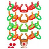 TOPLEE 20 Pieces Inflatable Reindeer Antlers Toss Game, Christmas Party Antler Hat Games for Kids Adults Family Indoor Outdoor Carnival Xmas Games(4 Antlers 16 Rings) - Retail: $18